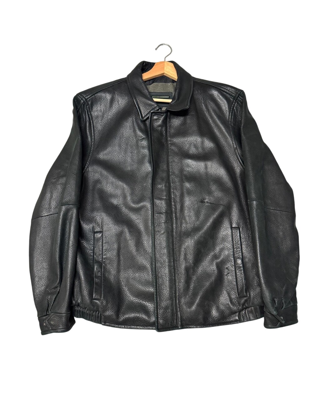 Robert Comstock Endurance Leather Jacket Mens 46 Black Bomber Thinsulate vintage